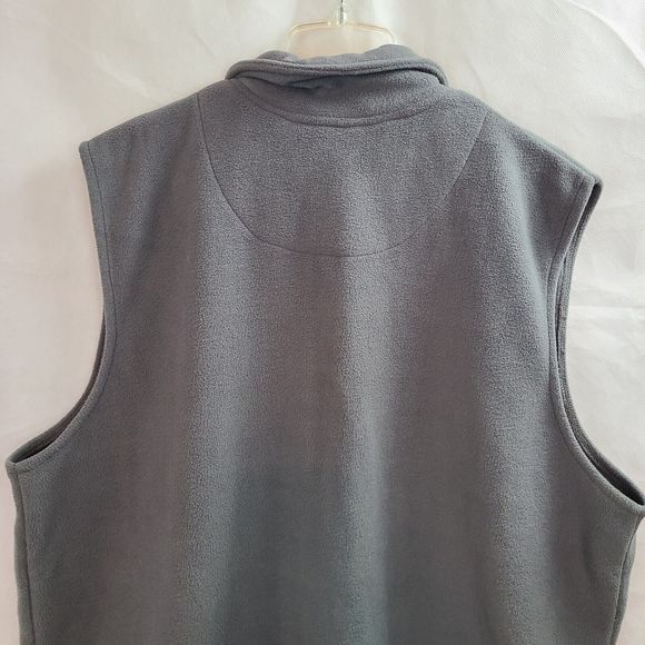 King Size Men's (L-Tall) Gray Fleece Full Zip Sleeveless Vest w/ Zipper Pockets - Picture 5 of 9